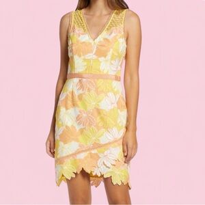 Adelyn Rae Floral Lace Dress S | Textured Embroidery | Fit & Flare